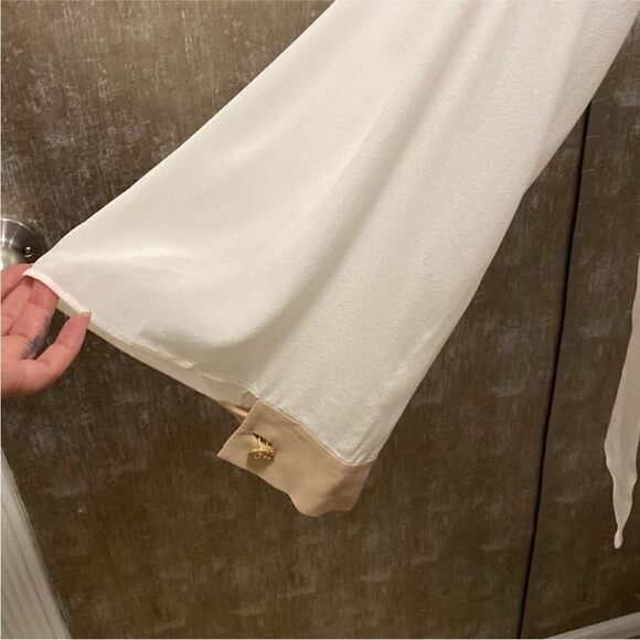Alexis 100% silk Elegant Cream and whiteWomen's Blouse, L - Picture 5 of 10